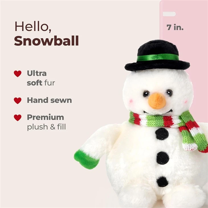 Big Snowball Snowman Plush, 12 Inch Snowman Stuffed Animal, Stuffed Christmas Animals Gift